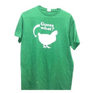 Green funny shirt.